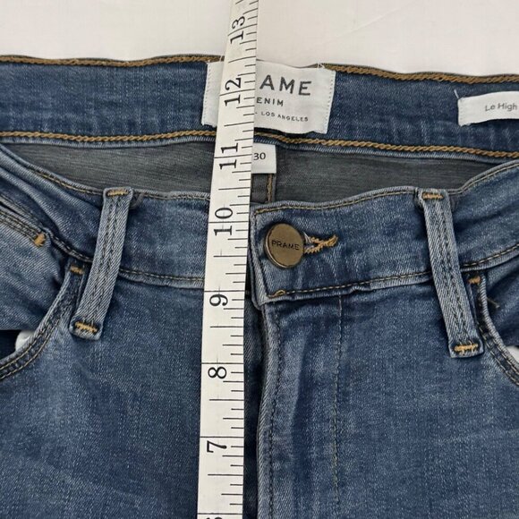Frame Le High Straight Blue Jeans Denim Casual Raw Hem Stretch Women's Sz 30 GUC - Picture 7 of 9